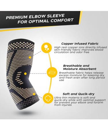 Buy INDEEMAX Copper Elbow Compression Sleeve - Best Tennis Elbow Brace for Pain Relief | Support for Arthritis Tendonitis & Sprains - International Shipping Available - Buy Online on GoSupps.com