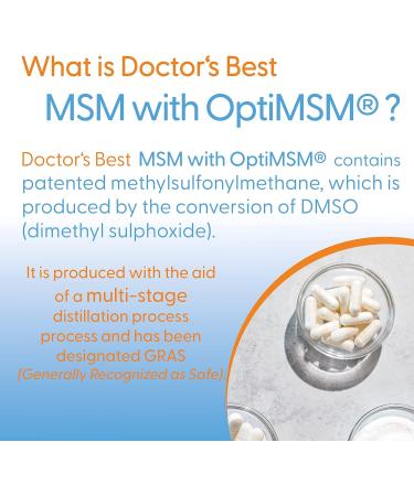 Doctor's Best MSM 1000mg Capsules - 180 Count | OptiMSM, Laboratory Tested, Non-GMO, Gluten-Free & Soy-Free with Natural Sulphur - Buy Online on GoSupps.com