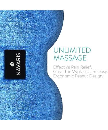 Navaris Peanut Duo Ball & Massage Ball Set - 1x Fascia Ball & 1x DuoBall for Neck Shoulder & Back Relief - Blue with Carry Bag - International Shipping Available - Buy Online on GoSupps.com