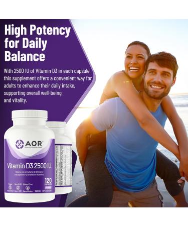 AOR Vitamin D3 2500 IU 120 Capsules Enhances Calcium and Phosphorus Absorption Helps Maintain Strong Bones and Teeth Vitamin D for Adults Derived from Natural Sources Reliable and Balanced 120 count (Pack of 1) - Buy Online on GoSupps.com