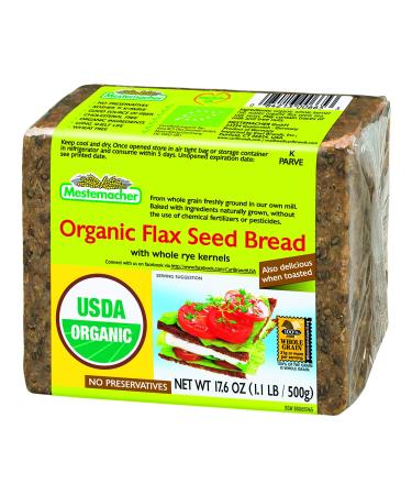 Mestemacher Bread, Organic Flaxseed, 17.6 Ounce Units (Pack of 12)