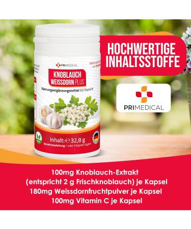 Buy Garlic & Hawthorn Capsules with Vitamin C - Primedical 60 Capsules | International Shipping Available - Buy Online on GoSupps.com