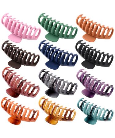 12 PCS Big Hair Claw Clips , Trendcy Colors,Matte Non-slip Material ,Strong Hold Hair For Women And Girls,Suitable For Thin Or Thick Hair,Fashion Hair Accessories,4.3 inch