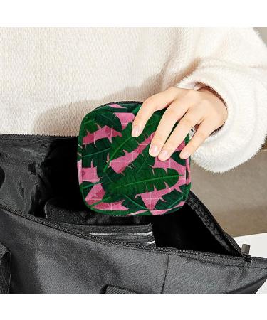 GIAPB Period Bag - Sanitary Napkin Storage & Travel Makeup Pouch - Banana Leaf Design - Pink Background - Buy Online on GoSupps.com
