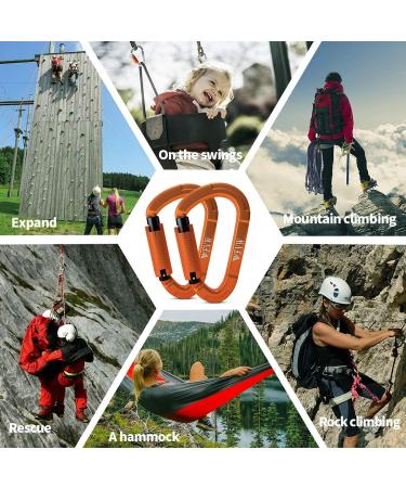 UIAA Certified 25KN Auto Locking Climbing Carabiner Clips - 3 Piece Set for Hammocks & Dogs - Durable Orange Climbing Equipment - Buy Online on GoSupps.com