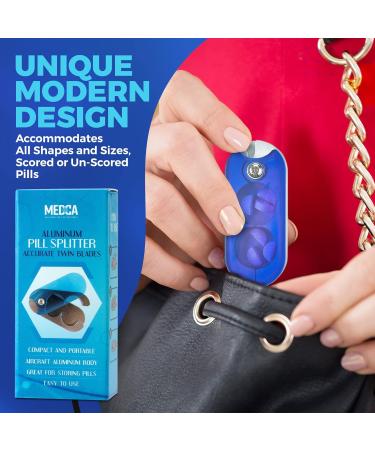 Coupe-pilules pour petites pilules et grandes pilules | R partiteur de pilules et conteneur de rangement en aluminium | Trancheuse de pilules portable - Buy Online on GoSupps.com