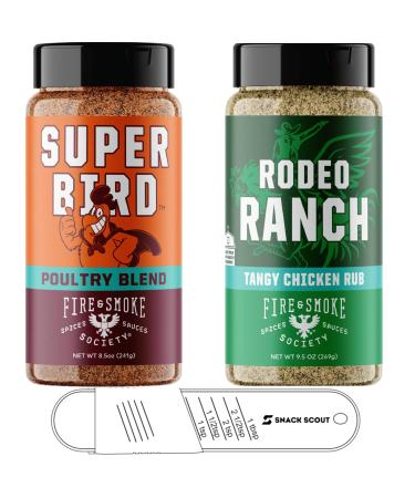 Fire & Smoke Society Chicken Seasoning Super Bird and Rodeo Ranch | Bundle With Snack Scout Measuring Spoon