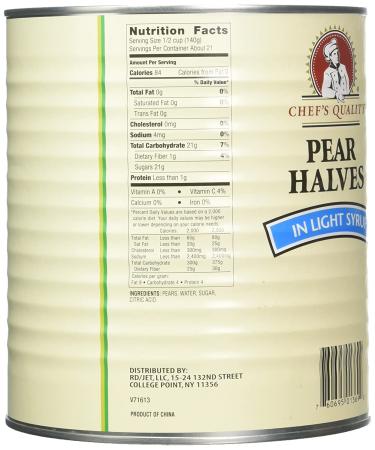 Chefs Quality Pear Halves in Light Syrup - 106 Ounce Can - Buy Online on GoSupps.com