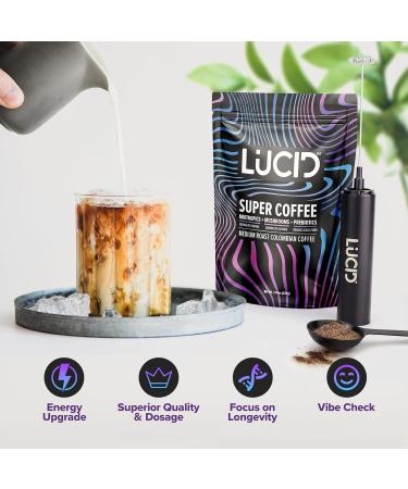 Lucid Superfood Organic Mushroom Coffee with Nootropics - Lion's Mane Tremella Cordyceps & Turkey Tail - Instant Mushroom Coffee Focus Brain Health - Alpha GPC L-Theanine Ginko Biloba - USA Made Coffee 7.94 Ounce (Pack  - Buy Online on GoSupps.com