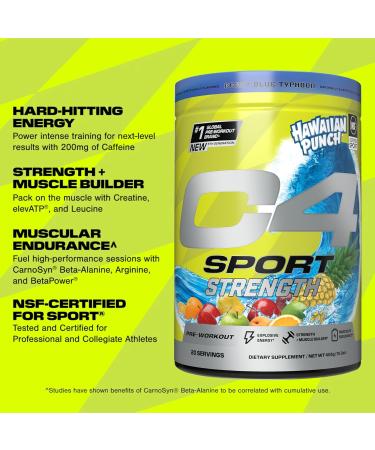 Cellucor C4 Sport Pre Workout Powder - NSF Certified Sugar Free Energy Supplement with Beta-Alanine & Creatine - Hawaiian Punch Berry Blue 20 Servings - Buy Online on GoSupps.com