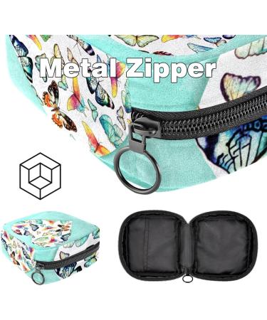 Portable Women's Binding Storage Bags | Menstrual Cup & Pad Pockets for Teens | Butterfly Heart Green Pattern - Buy Online on GoSupps.com