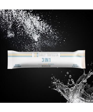 DAILY TRIFECTA 3-in-1 Collagen Creatine & Electrolyte Stick Packs | Type I Collagen Creatine Monohydrate Zero Sugar | 30 Natural Single-Serve Packets | Strength Hydration & Recovery (Unflavored) - Buy Online on GoSupps.com