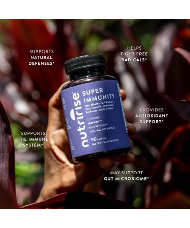 NutriRise Immunity Complex - Immune Support Supplement with Vitamin C, Zinc, Turmeric, Elderberry & Probiotics - 90 Capsules - Buy Online on GoSupps.com