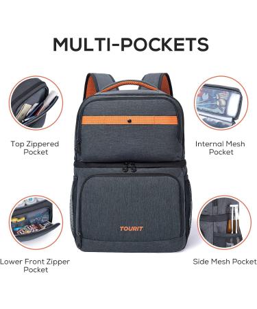 TOURIT Double Decks Insulated Backpack Cooler - Waterproof & Lightweight for Men | Camping, Picnic, Hiking, Beach, Park - Dark Gray - Buy Online on GoSupps.com