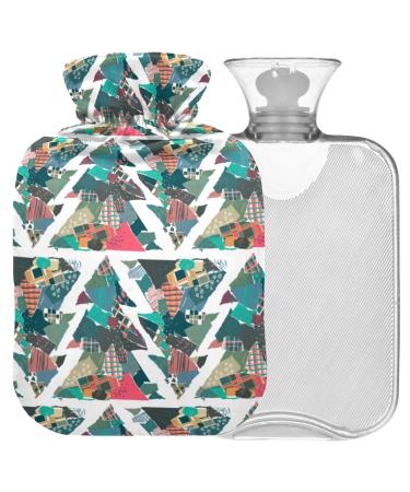 Naanle Christmas trees Heat bottle with cover Transparent hot water bottle heat bottle for bed handfoot warmer pain relief heat and cold therapy Large 2l