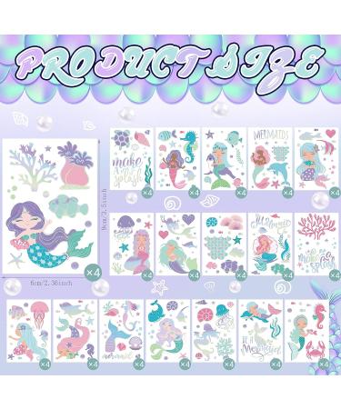 Kids Summer Party Temporary Tattoos Set - 232 Luau & Mermaid Themed Waterproof Tattoo Stickers for Beach Parties - Mermaid Style Supplies - Buy Online on GoSupps.com