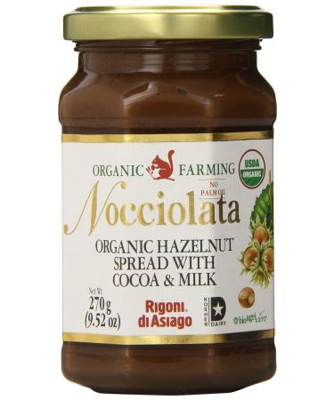 Rigoni Di Asiago Nocciolata Organic Hazelnut Spread, Cocoa and Milk, 9.52 Ounce Jar (Pack of 6)
