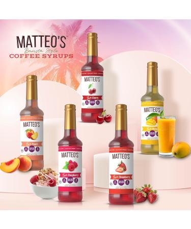 Matteo's Sugar-Free Fruit Syrup Sweeteners for all types of Beverages- for Pastry Dessert Kitchen Restaurant and Bars Authentic Strawberry Flavor Sweet Fruity Non Alcoholic Syrup (750mL 6pk) 750 ml (Pack of 6) - Buy Online on GoSupps.com