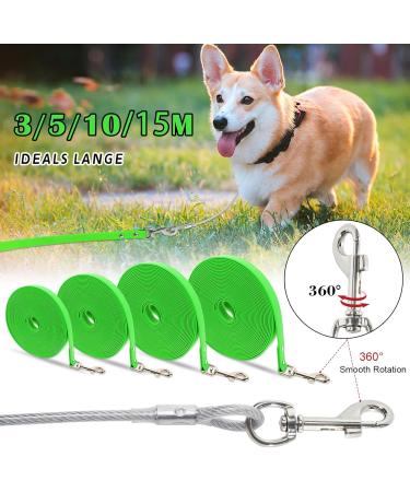 Waterproof Drag Line for Dogs | Chew-Proof Tie-Out Linen 3-30m | Robust Training Leash for Large & Small Dogs (5m Green) - Buy Online on GoSupps.com