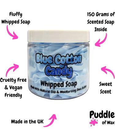 Blue Cotton Candy Whipped Soap Body Wash - 150g - Natural Oils and Butters - Sweet Scent - Vegan Friendly - Puddle of Wax - Made in the UK - Buy Online on GoSupps.com
