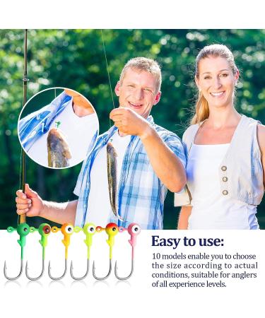 Sumind 100pc Jig Head Fishing Hooks Set in Plastic Box for Freshwater & Saltwater - Round Painted Fishing Lures Kit - Buy Online on GoSupps.com