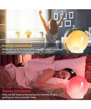 Daily Light Alarm Clock with Sunrise Sunset Simulation | 11 Color Settings & 7 Natural Sounds | Dual Alarm & Snooze for Adults & Kids - Buy Online on GoSupps.com