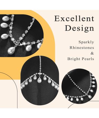 YAEISM Silver Head Chain Pearls Pendant Headpiece Sparkly Rhinestone Boho Headpiece Shiny Tassel Hair Chain Bridal Party Costume Hair Accessories for Women and Girls - Buy Online on GoSupps.com