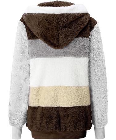 Shop Hanxiulin Fleece Plush Jacket for Women | Warm & Fluffy Zipper Cardigan in Color Variants - Oversized Outdoor Coat | Elegant 3XL Brown Winter Jacket - Buy Online on GoSupps.com