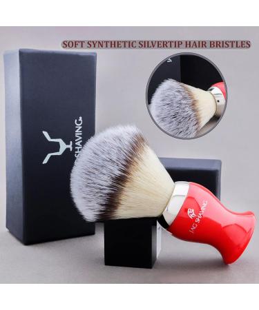 Jag Shaving Men's Shaving Brush - Synthetic Silvertip Ergonomic Red Design | Premium Quality for a Perfect Shave - Buy Online on GoSupps.com