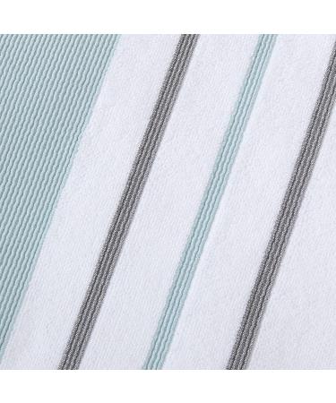 Great Bay Home 6-Piece Luxury Hotel/Spa Cotton Striped Towel Set 500 GSM - Noelle Collection | Bath, Hand Towels, Washcloths - Eucalyptus/Grey - Buy Online on GoSupps.com