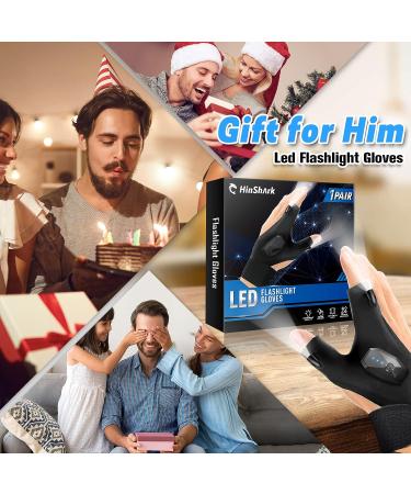 Hinshark LED Flashlight Gloves - Rechargeable Fishing Gifts for Men Cool Tools & Gadgets for Him Birthday, Father's Day, Boyfriend, Husband - Black - Buy Online on GoSupps.com