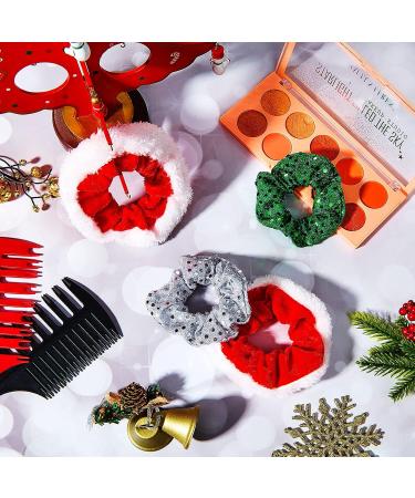 4 Pieces Large Size Christmas Hair Scrunchies Cute Elastics Scrunchies Glittery Sequin Green Silver Hair Bands Red Fabric Hair Accessories with White Fur for Hair Decoration - Buy Online on GoSupps.com