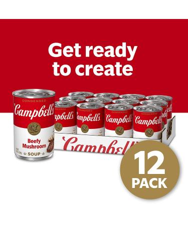 Campbell's Beefy Mushroom Soup 10.5oz 12-Pack - Savory Beefy Mushroom Flavor - Buy Online on GoSupps.com