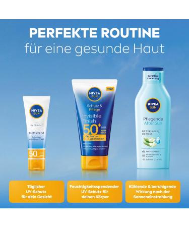  NIVEA SUN NIVEA SUN Invisible Finish Protection and Care SPF 50+ - Waterproof sun protection with hyaluronic acid - Fast-absorbing sunscreen for intense hydration without white residue (150 - Buy Online on GoSupps.com