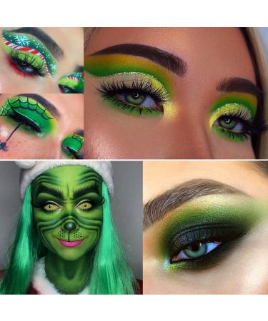 Afflano Grinch Christmas Green Eyeshadow Palette for Hazel Eyes | Long-Lasting Matte & Shimmer Shades | Small Yellow Forest Dark Emerald Green Eye Shadow | Makeup Gift Set - Buy Online on GoSupps.com