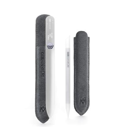 GERMANIKURE Crystal Glass Cuticle Stick & FILE AWAY YOUR WORRIES Nail File Set in Suede Leather Case Handmade in Czech Republic Professional Manicure Supplies Cuticle Pusher Callous Remover