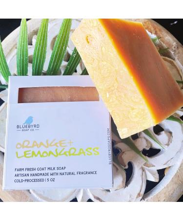 Bluebyrd Goat Milk Soap - Orange Lemongrass | Natural Bar Soap for Psoriasis Eczema & Dry Skin | Essential Oil Scented - Buy Online on GoSupps.com