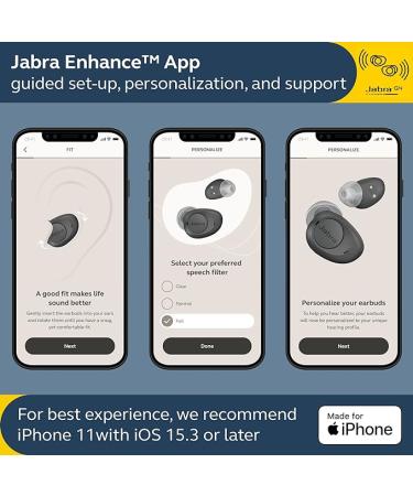 Jabra Enhance Plus Self-Fitting OTC Hearing Aids for Advanced Hearing Enhancement  Music and Calls â 4 Built-in Microphones and Powerful Speakers  Made for iPhone â Dark Grey - Buy Online on GoSupps.com
