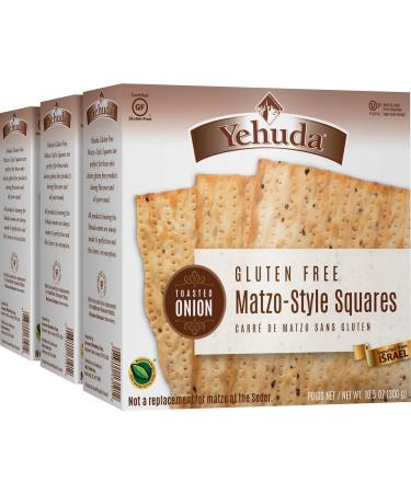 Yehuda Gluten-Free Matzo Squares Toasted Onion 10.5 Ounce (3 Pack) Toasted Onion 10.5 Ounce (Pack of 3)