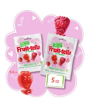 Fruit-tella Soft Gummy Candy - Strawberry and Raspberry Flavors 5 oz (Pack of 12) | Nut Free, No High-Fructose Corn Syrup - Buy Online on GoSupps.com