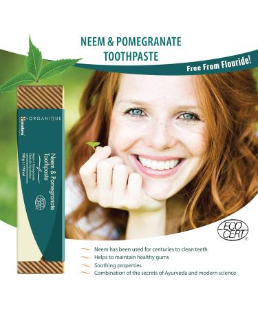 Himalaya Organique Neem & Pomegranate Toothpaste - Fluoride-Free Vegetarian 150g Pack of 2 | International Shipping Available - Buy Online on GoSupps.com