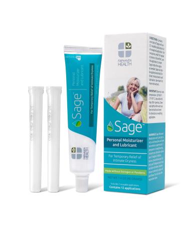 Fairhaven Health Sage Vaginal Moisturizer and Personal Lubricant for Women | 2 Applicators Included | Temporary Relief for Feminine Dryness | Water Based Lube | Paraben Free | 40 Grams