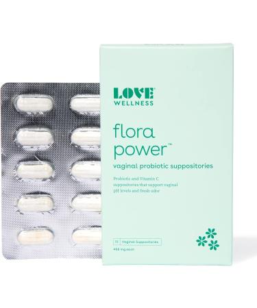 Love Wellness Flora Power - 10 Count Vaginal Probiotic Suppositories with Vitamin C Supports pH Balance Eliminates Vaginal Odor - Vaginal Health Non-GMO & Paraben-Free - Buy Online on GoSupps.com
