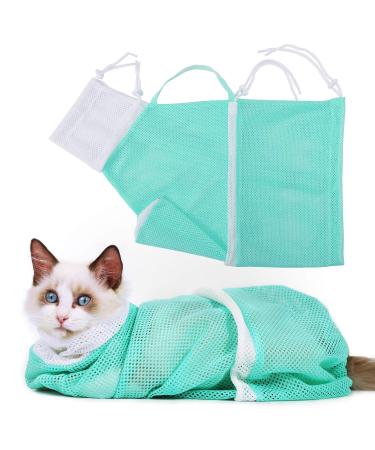 YLONG Cat Bathing Bag Anti-Bite and Anti-Scratch Cat Grooming Bag for Bathing, Nail Trimming, Medicine Taking,Injection,Adjustable Multifunctional Breathable Restraint Shower Bag Green