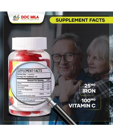 GentleIron 25mg Iron Bisglycinate Gummies with Liposomal Vitamin C - 60 Servings - Buy Online on GoSupps.com