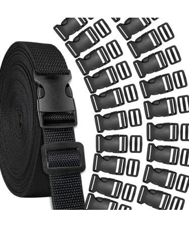 YGDZ Buckles Strap Set 10 Yards 1 Inch Nylon Webbing Strap with 20 Set Side Release Plastic Buckles for Luggage Strap Backpack Repairing Black One Side Adjustable - Buy Online on GoSupps.com