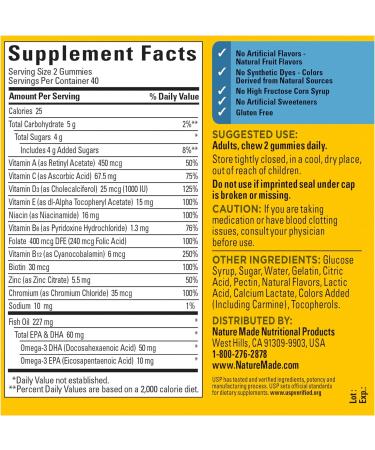 Nature Made Men's Multivitamin with Omega-3 Gummies - 80 Count (Pack of 1) | Daily Nutritional Support for Men | 40 Day Supply - Buy Online on GoSupps.com