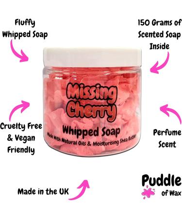 Missing Cherry Whipped Soap Body Wash - 150g - Natural Oils and Butters - Perfume Scent - Vegan Friendly - Puddle of Wax - Made in the UK - Buy Online on GoSupps.com