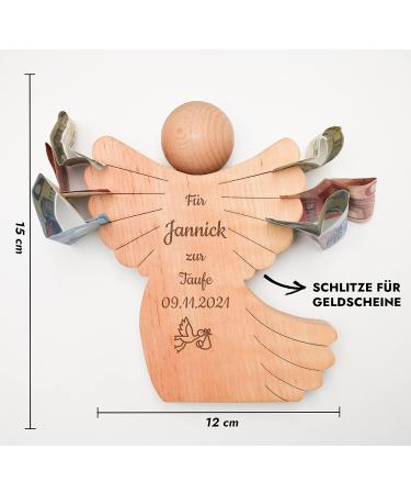Personalized Holzengel | Engraved Wooden Guardian Angel for Baptism | Unique Baby & Children Gifts | Ideal Godfather Gift for Boys & Girls - Buy Online on GoSupps.com