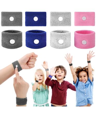 Aster 4 pairs of Seaband's nausea Sea band against nausea anti-uplaceness of Wrist band Sea health Seaband's nausea bracelet for children adult auto disease vacation white pink blue gray
